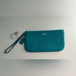 Coach Large Turquoise Leather Wristlet